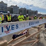The final beam of the South Brooklyn Marine Terminal project contains signatures from the crews that dedicated themselves to this project