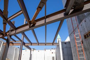 A close-up photo showing the structure of the University of Michigan Center for Innovation