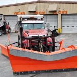 Front view of the new Champion, NY truck, the truck has several set of Hazzard lights to stay noticeable during times of low visibility.