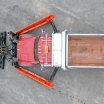 Overhead view of Champion, NY truck featuring a front plow and side plows on both right and left