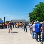 Visitors line up to enjoy good food from a variety of options including barbecue